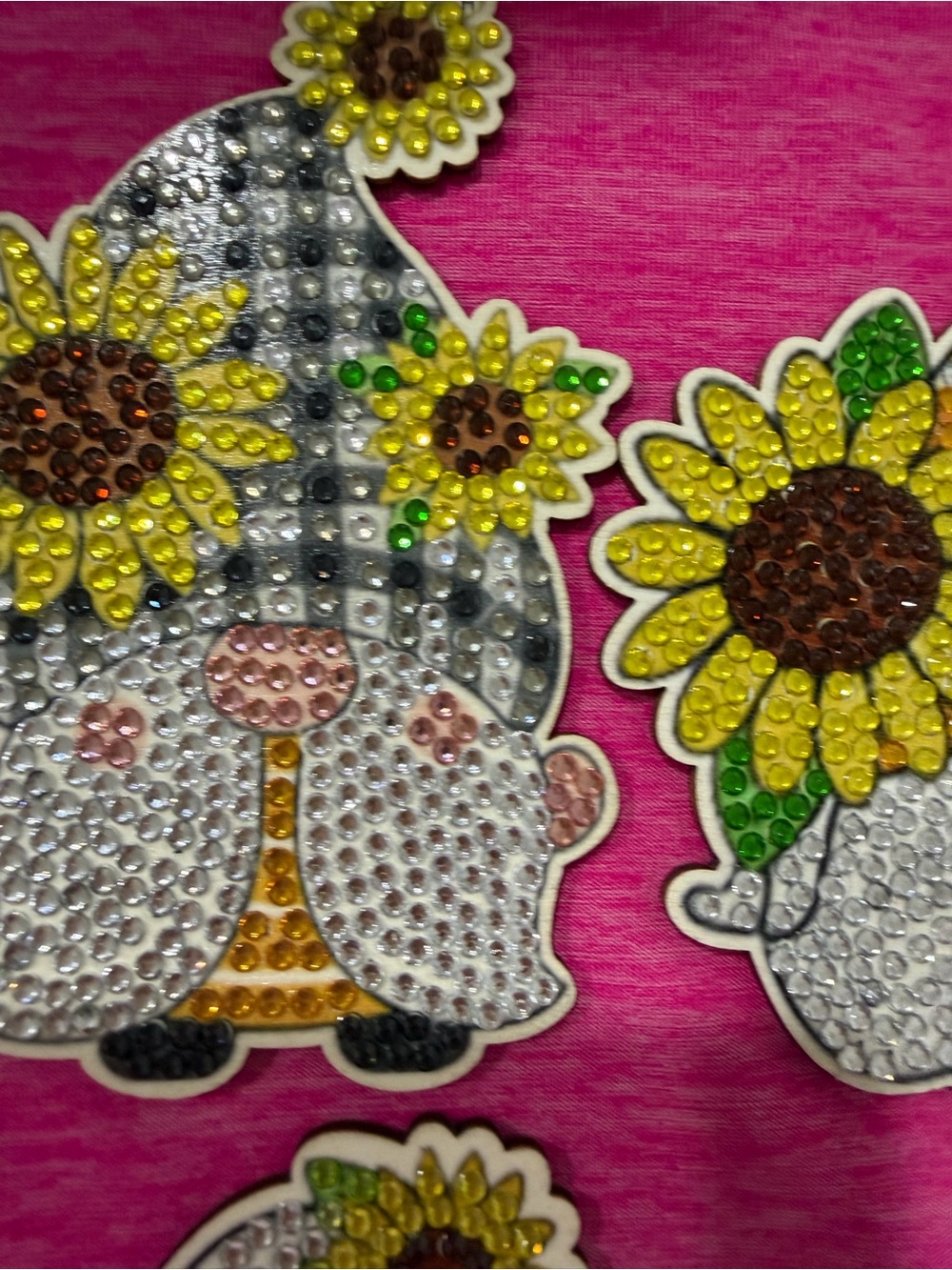 Sunflower Gnome Rhinestone Serveware Accent - Yellow Handmade coasters
